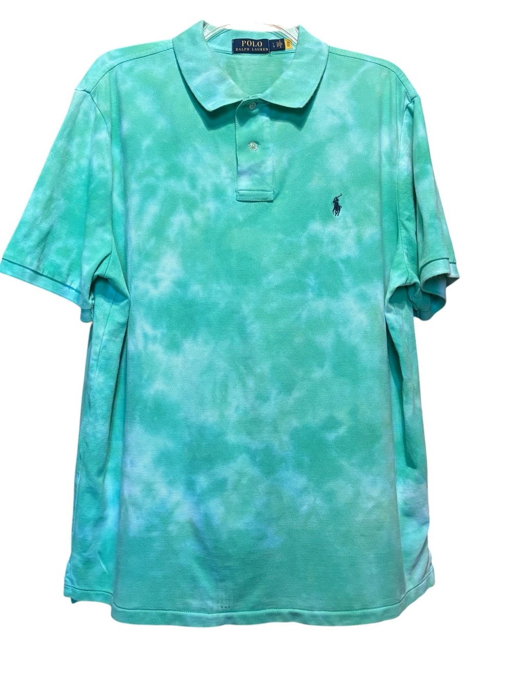 Polo Ralph Lauren Men's Short Sleeve Green Tie Dye Large Pony Cotton